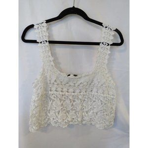 Dulcie Crochet Cropped Tank Top White Cotton SZ Me